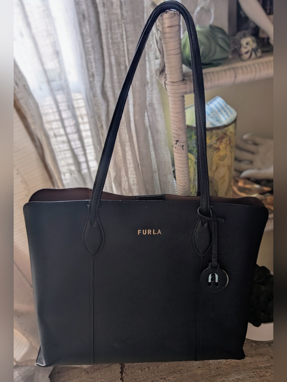 Furla Vittoria Leather Handbag Black